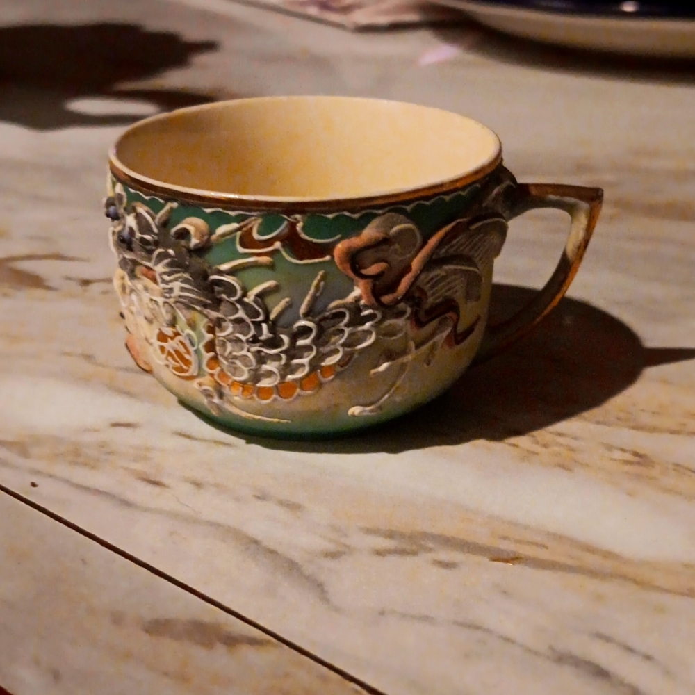 Vintage Fairyland China From Japan 3D Dragon Tea Cup Hand Painted